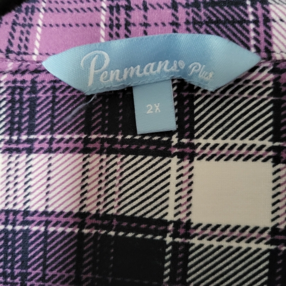 Ladies 2xl long sleeve purple plaid top - Picture 4 of 7